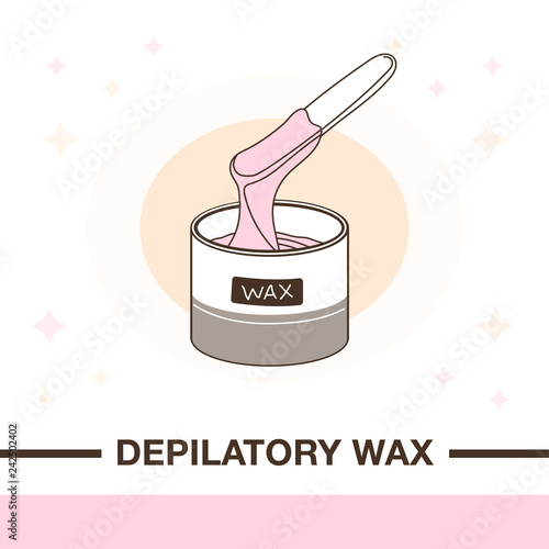 cosmetic wax in jar with waxing stick