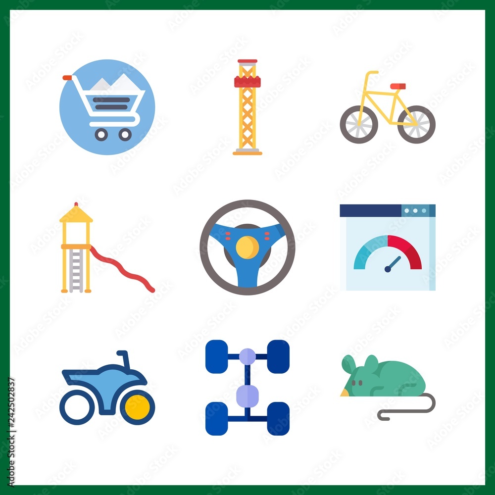 9 wheel icon. Vector illustration wheel set. shopping cart and speedometer icons for wheel works 9 wheel icon. Vector illustration wheel set. shopping cart and speedometer icons for wheel works
