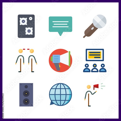 9 speech icon. Vector illustration speech set. megaphone and protest icons for speech works