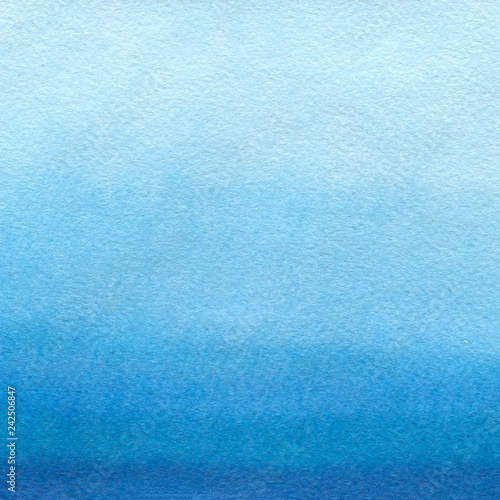 Hand painted blue watercolor background. Watercolor wash. 