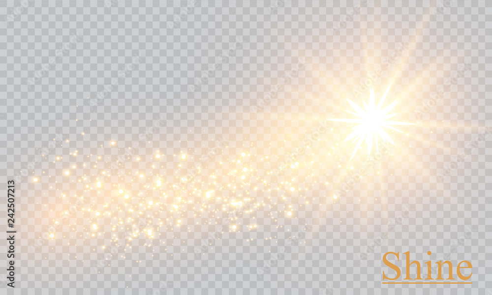Vector transparent sunlight special lens flare light effect.  Sparkling magic dust particles - obrazy, fototapety, plakaty 