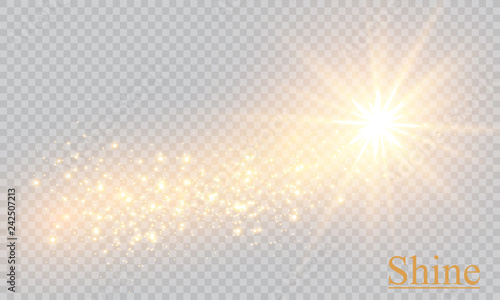 Vector transparent sunlight special lens flare light effect.  Sparkling magic dust particles