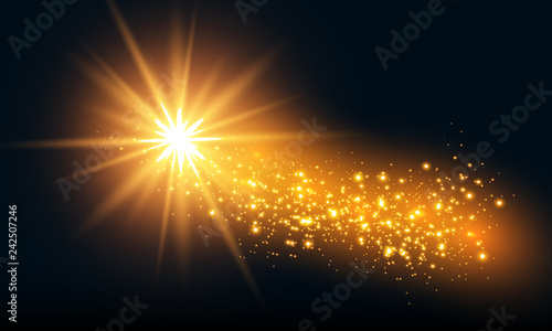Vector transparent sunlight special lens flare light effect.  Sparkling magic dust particles