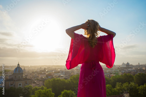 Woman enjoying morning in Rome