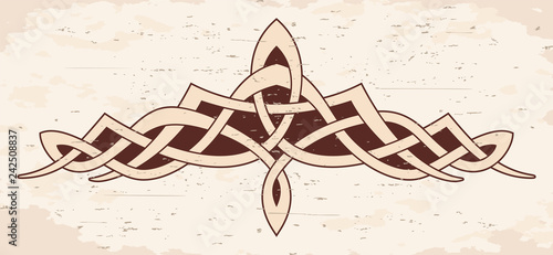 Vector Celtic national ornament for tattoo on brige background with the effect of aging.