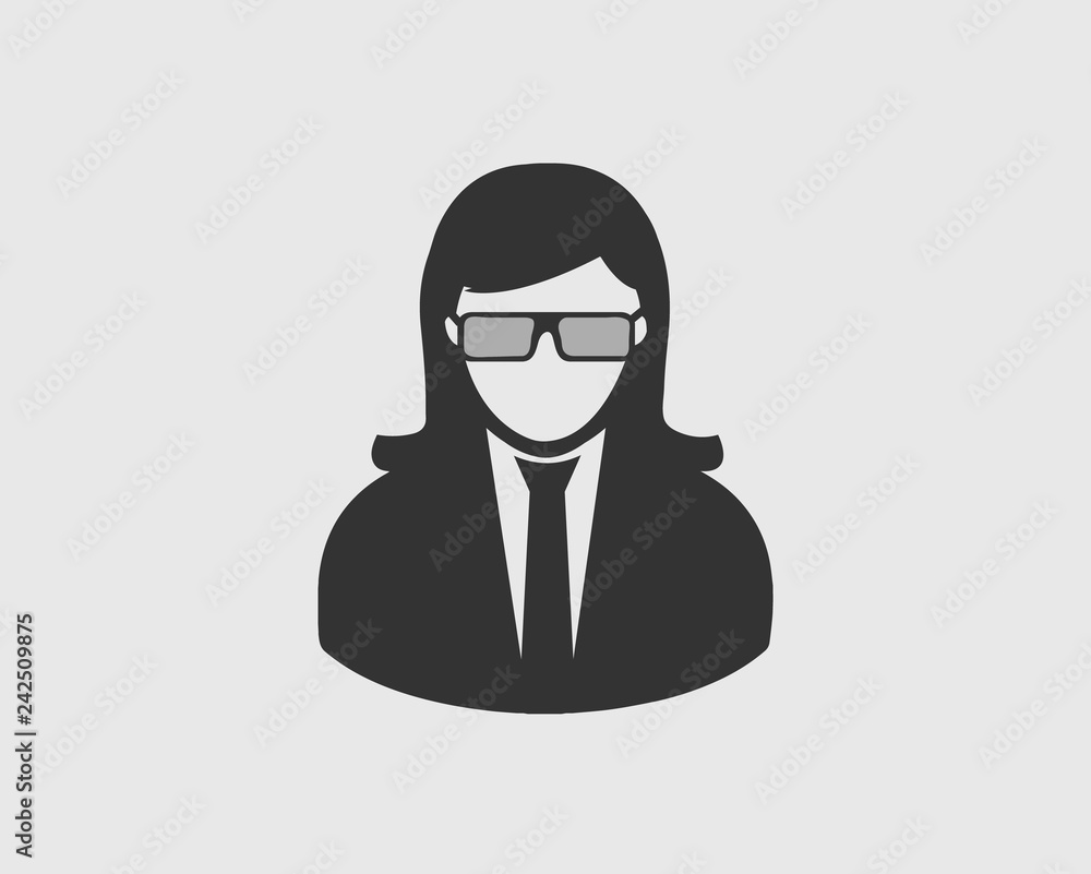 Profile Icon. Male Symbol with sun glass on her mouth. 