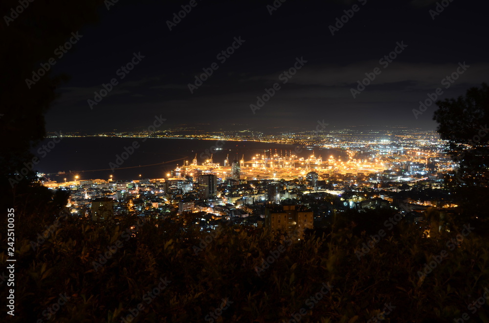Naklejka premium Haifa Bay by night