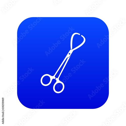 Pair of stainless steel surgical forceps icon digital blue for any design isolated on white vector illustration
