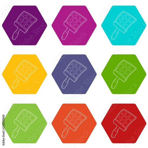 Swatter icons 9 set coloful isolated on white for web
