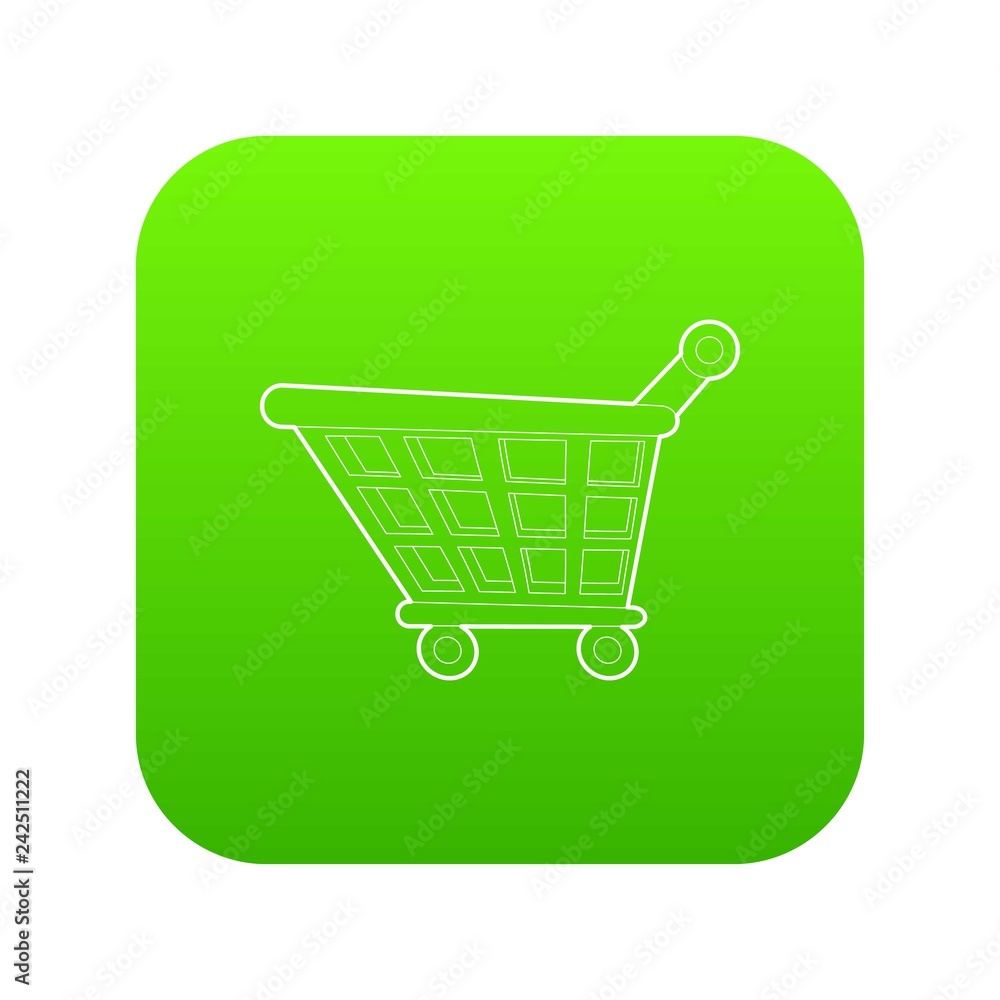 Shopping cart icon green vector isolated on white background Shopping cart icon green vector isolated on white background