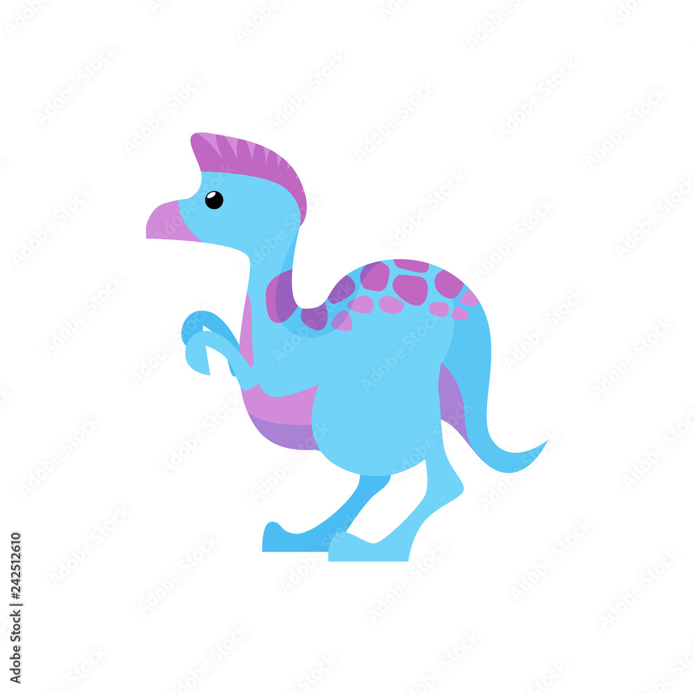 Blue and pink dinosaur illustration. Creature, colored, animal. Nature concept. Vector illustration can be used for topics like history, school, kid books