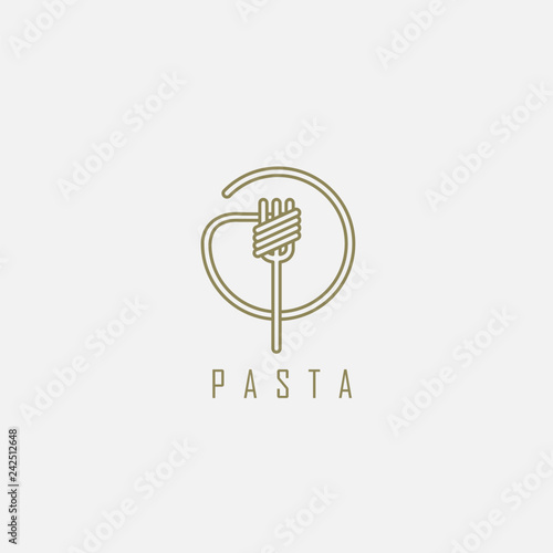 Vector icon and logo for italian pasta or noodles. Editable outline stroke size. Line flat contour, thin and linear design. Simple icons. Concept illustration. Sign, symbol, element.