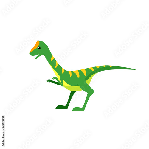 Green dinosaur illustration. Creature  colored  animal. Nature concept. Vector illustration can be used for topics like history  school  kid books