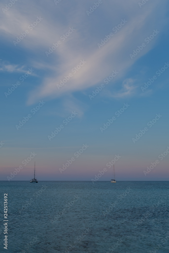 Evening on the beach San Vito lo Capo in Sicily, Italy, summer landscape