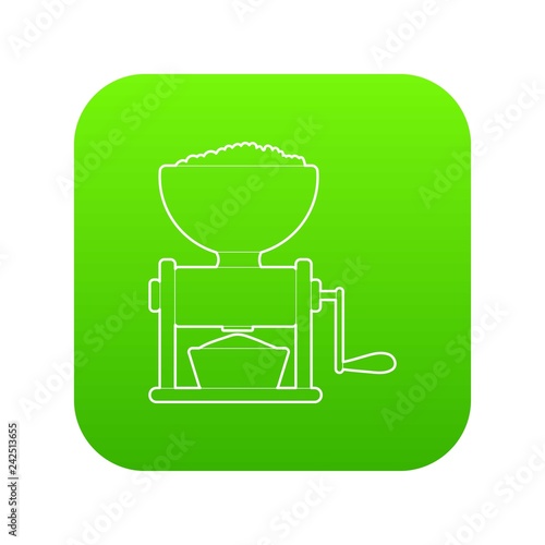 Meat grinder icon green vector isolated on white background