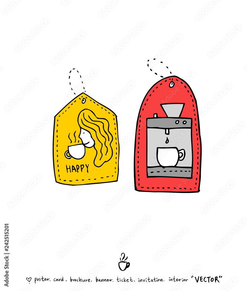 Naklejka premium 카페 포스터 / 손으로 그린 커피 그림