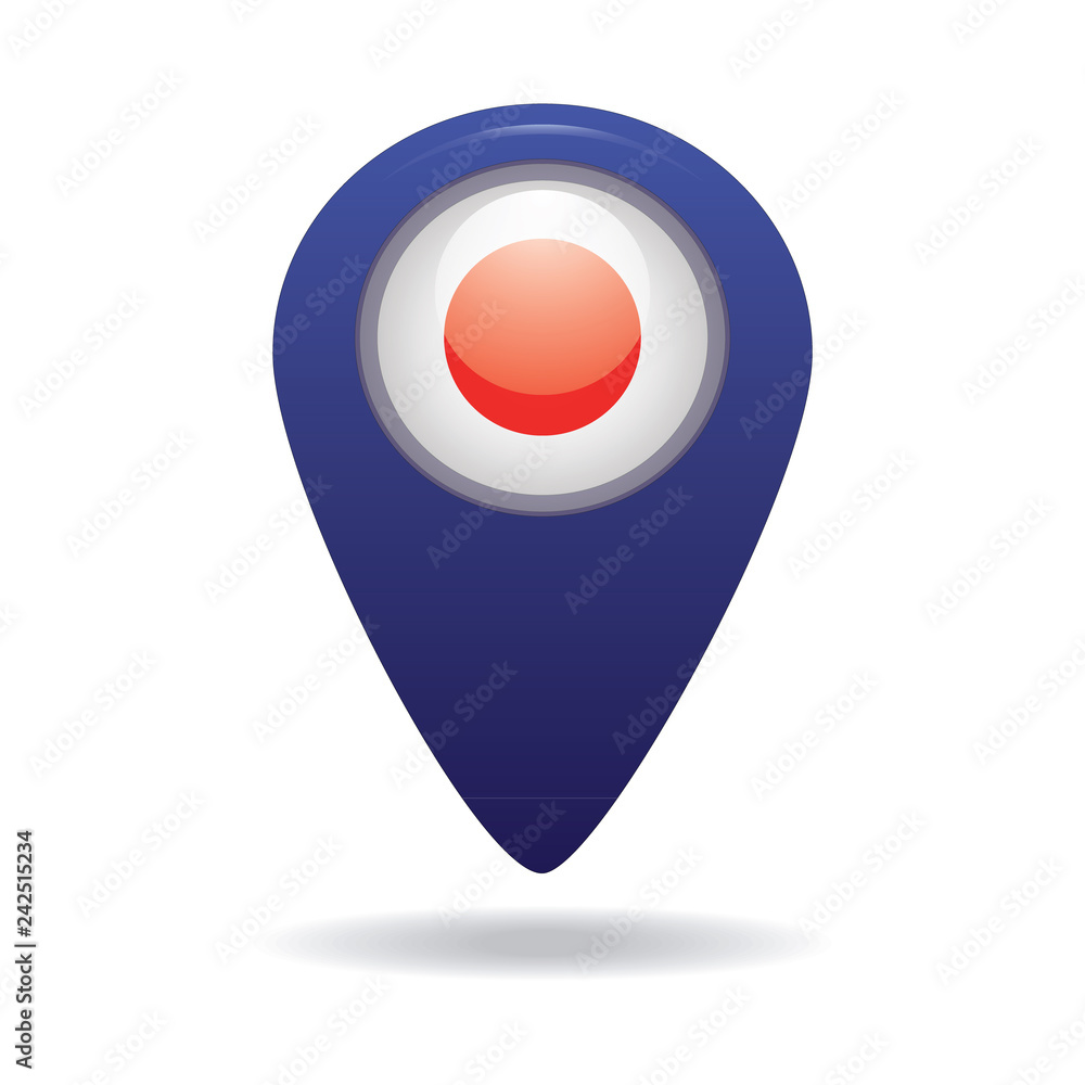 button with the image of the flag of the Japan. Vector graphics button with the image of the flag of the Japan. Vector graphics