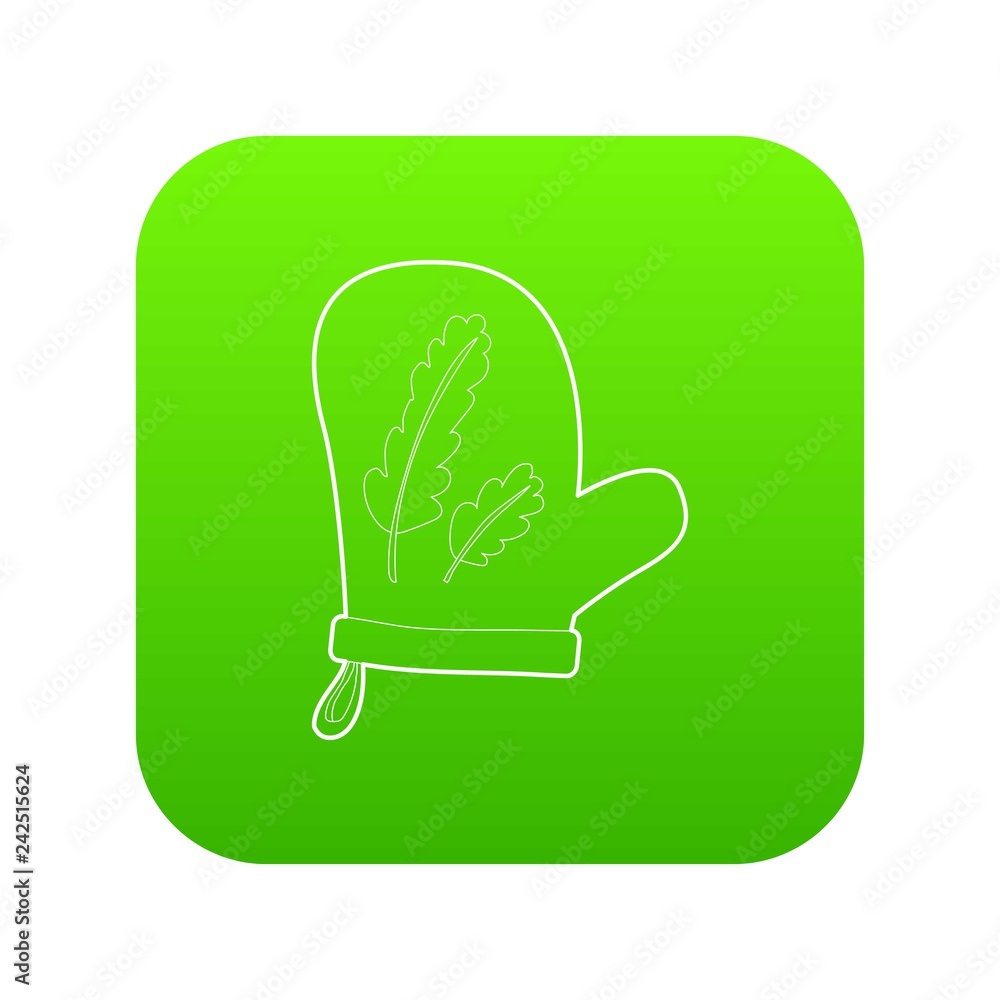 Mitten icon green vector isolated on white background Mitten icon green vector isolated on white background