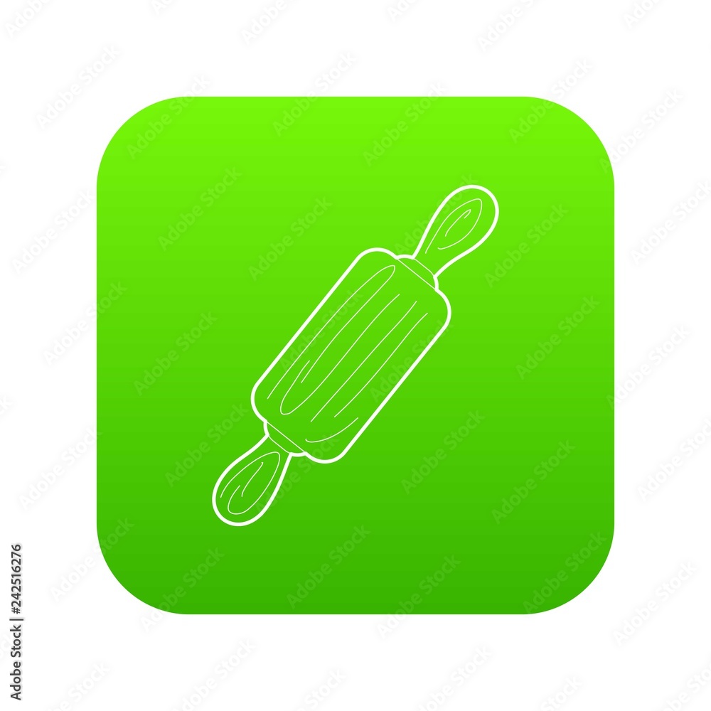Rolling pin icon green vector isolated on white background Rolling pin icon green vector isolated on white background