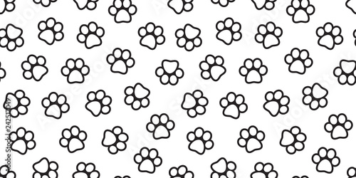 Dog Paw Seamless Pattern vector Cat Paw foot print kitten puppy scarf isolated repeat wallpaper tile background