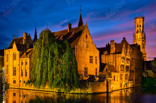 Famous view of Bruges, Belgium