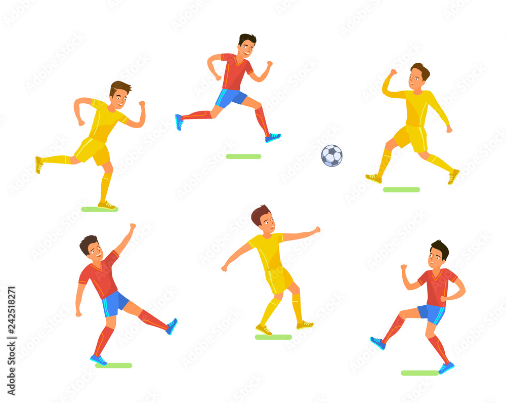Football soccer player. Men playing soccer. Flat design Football soccer player. Men playing soccer. Flat design