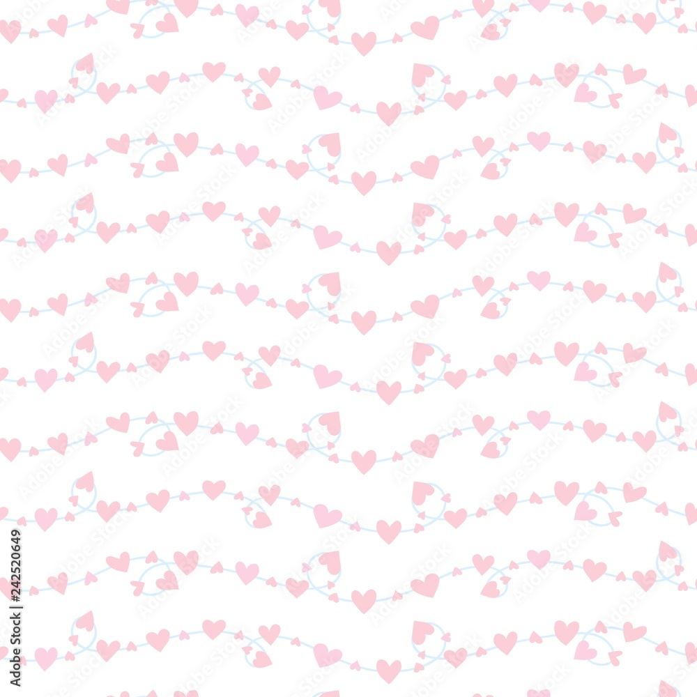 Seamless vector pattern with a garlands of pink hearts Seamless vector pattern with a garlands of pink hearts
