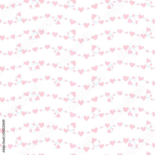 Seamless vector pattern with a garlands of pink hearts