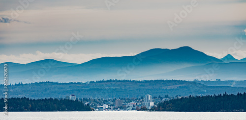Port of Nanaimo, small city surrounded by forest and mountains of Vancouver Island, British Columbia, BC, Canada photo