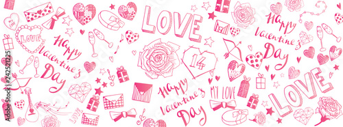 Valentines day doodles background