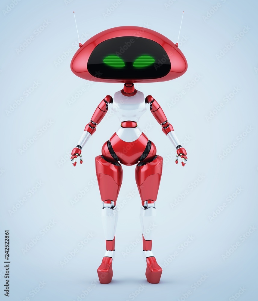 Lovely female character - lady robot, 3d illustration Lovely female character - lady robot, 3d illustration