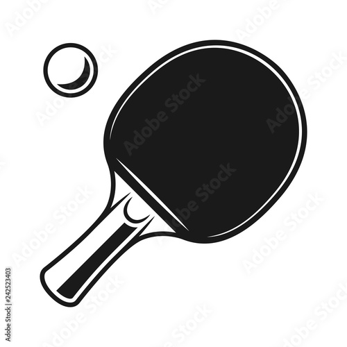 Racket for ping pong and ball vector black objects