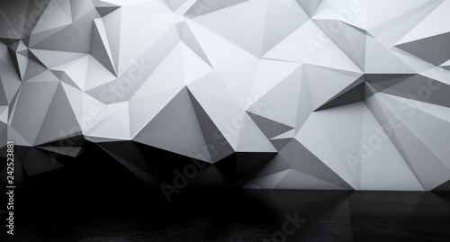 Abstract interior wall with triangle polygonal. 3D illustration