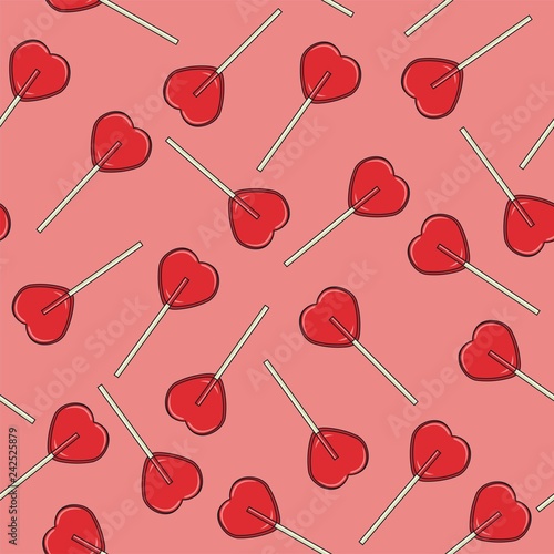 vector seamless background with red lollipop candies