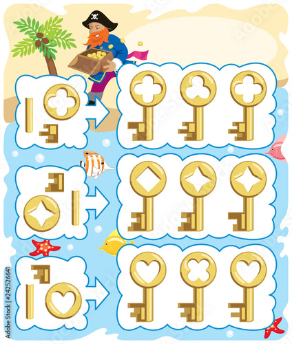 Puzzle for preschool find the right key
