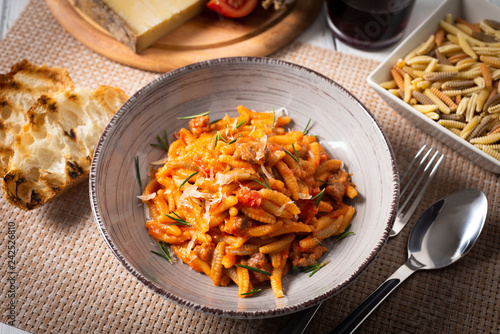 Malloreddus alla campidanese, piatto tipico della cucina sarda photo