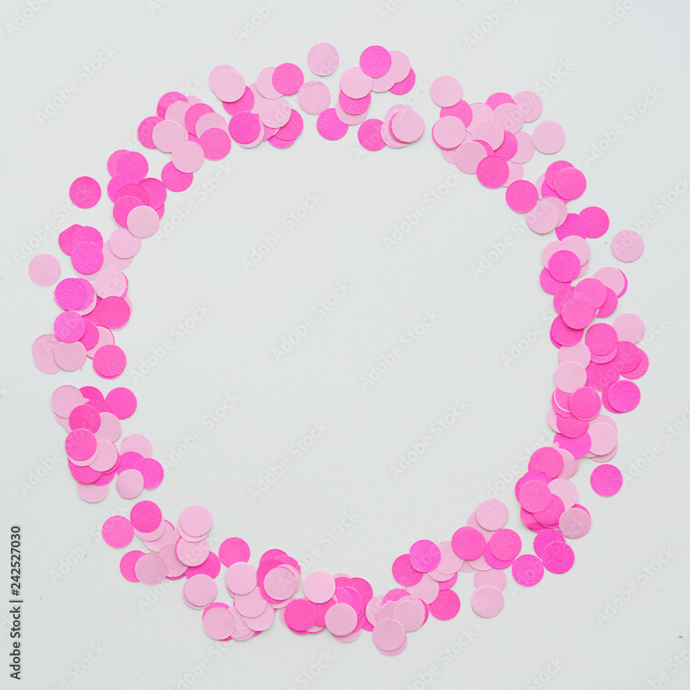 Pink confetti frame border. Pink confetti frame border.