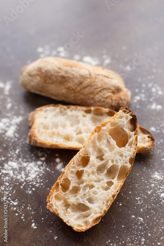 Homemade Italian ciabatta bread.