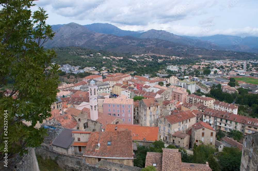 The historic Corte village in Corsica