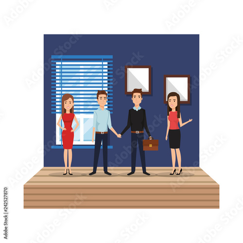 group of business people in the office corridor