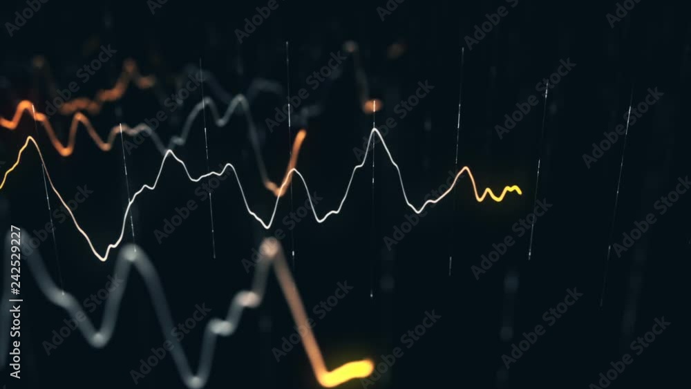 Animation growth of abstract charts with changing values of check points on dark background. Animation of seamless loop. Animation growth of abstract charts with changing values of check points on dark background. Animation of seamless loop.