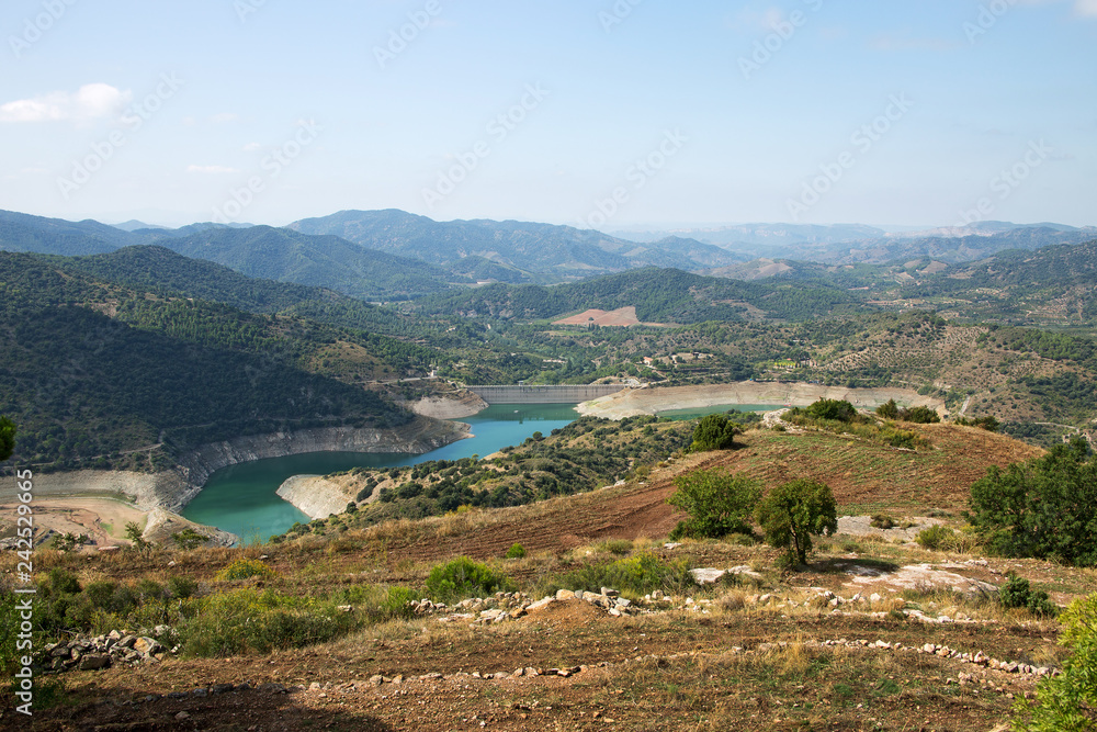 Water reservoir on the river Siurana under a highland village Siurana of the municipality of the Cornudella de Montsant in the comarca of Priorat, Tarragona, Catalonia, Spain.