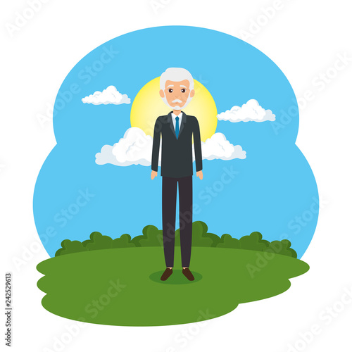 elegant businessman in the camp