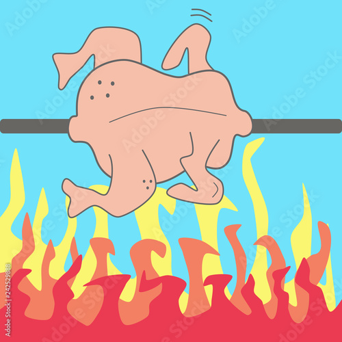 Roast chicken barbecue illustration