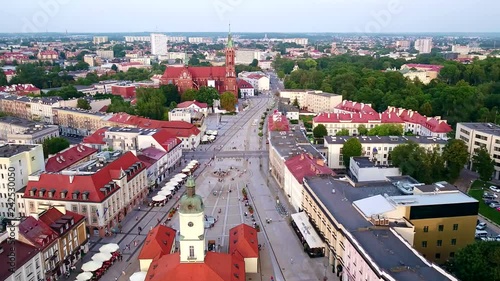 Poland, Bialystok, aerial shot of city center, spring photo