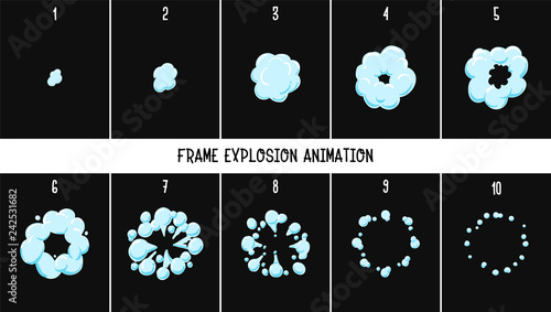 2d classic Animation explosion. Animation of smoke. Sprite for games. - Vector