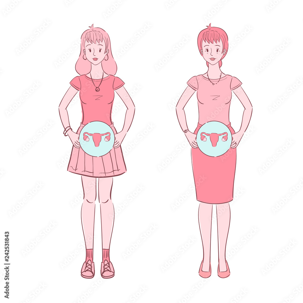 Two women with female reproductive system Two women with female reproductive system