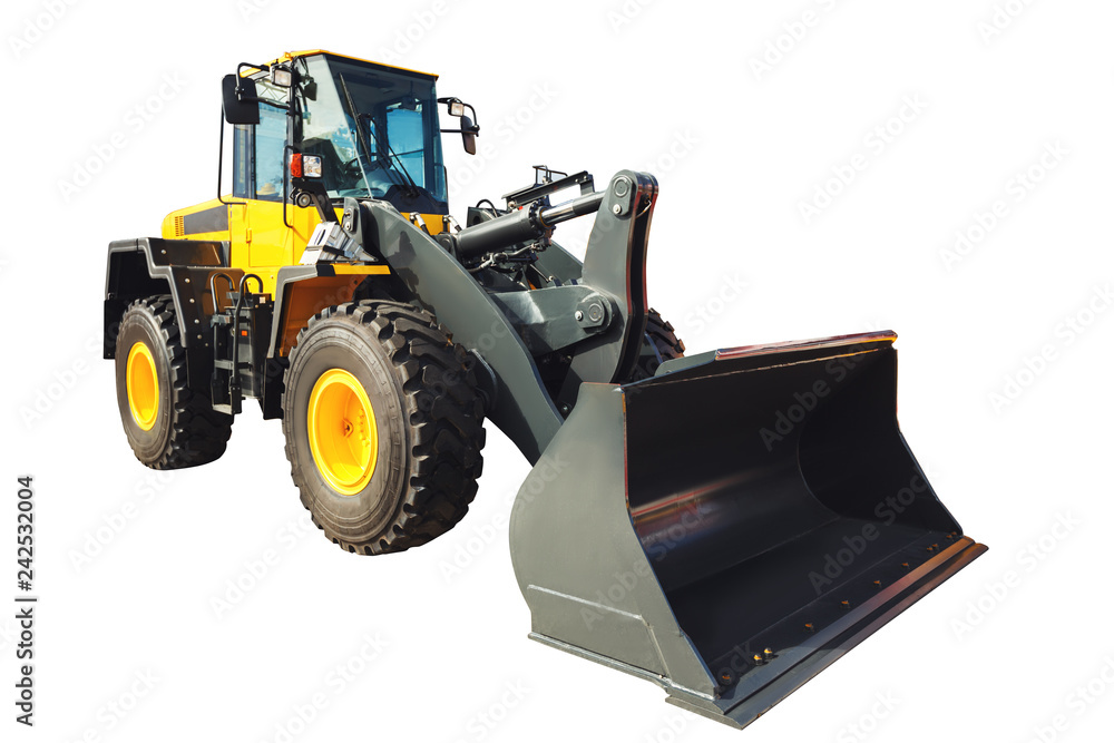 Fototapeta Excavator loader and bucket with clipping path isolated