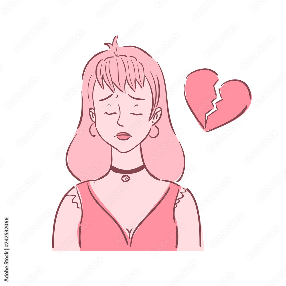 Young woman with broken heart. She experienced loss of libido.