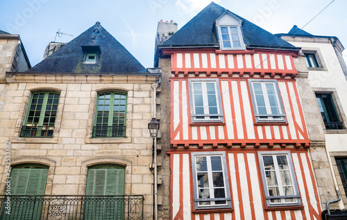 Traditional Breton architecture, town of Quimper, departament of Finistere, region of Brittany, France